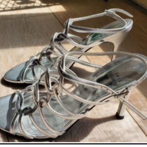 Stuart Wietzman silver ankle strap high heel